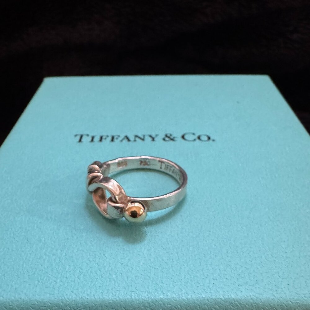 Tiffany & Co. Love Knot Hook and Eye Ring 18K Gold, Sterling - Picture 9 of 10